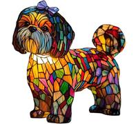 XWNGDAFEVF Lampe de table rétro en résine teintée en forme de bouledogue français - Lampe de table 3D pour animal domestique - Cadeau amusant pour les amoureux des chiens (Shih Tzu)