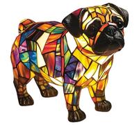 XWNGDAFEVF Lampe de table rétro en résine teintée en forme de bouledogue français - Veilleuse 3D pour animal domestique - Cadeau amusant pour les amoureux des chiens (carlin)