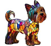 XWNGDAFEVF Lampe de table rétro en résine teintée en forme de bouledogue français - Veilleuse 3D pour animal domestique - Cadeau amusant pour les amoureux des chiens (Yorkshire1)