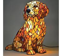 XWNGDAFEVF Lampe Siamese Chat Chien et chat Série Art Lampe de table Animaux Statue Accueil Bureau Décoration LED Lumière de nuit, Golden Retriever1