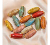 XWNXQ Lot de 10/20 Perles ovales en Porcelaine Faites à la Main, 31 x 12 mm, Perles intercalaires en céramique émaillée de Couleur Vintage, pour la Fabrication Artisanale de Bracelets et Colliers