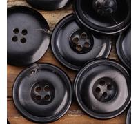 XWNXQ Lot de 10 Boutons en Corne Naturelle véritable de 15 à 23 mm, Boutons en Corne Noire et Marron foncé, Boutons de Couture artisanaux Ronds à 4 Trous pour Vestes et Manteaux pour Hommes