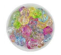 XWNXQ Lot de 100 Perles acryliques en Forme de Fleur de 14 mm, Perles intercalaires Transparentes et colorées, pour la Fabrication de Bracelets, Colliers, Accessoires pour Cheveux