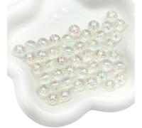 XWNXQ Lot de 100 Perles acryliques Transparentes colorées de 8 à 12 mm, Perles Rondes à facettes en Cristal Imitation, pour Bracelets et Colliers, Accessoires de Bijoux Faits Main