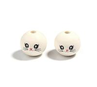 XWNXQ Lot de 100 Perles Rondes en Bois Naturel avec Visage Souriant, 20 mm, pour Bracelets, Porte-clés, Loisirs créatifs et décoration d'intérieur