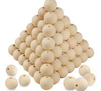 XWNXQ Lot de 150 Perles Rondes en Bois avec Trous de 6 à 25 mm, Perles en Bois Naturel avec Corde de Chanvre, idéales pour Bracelets, Sacs, Loisirs créatifs et Accessoires décoratifs