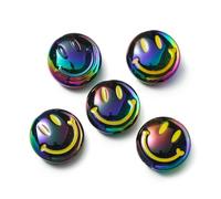 XWNXQ Lot de 20 à 100 perles acryliques colorées en forme de smile de 15 mm, perles intercalaires rondes en acrylique, pour la fabrication de bracelets, de colliers, de porte-clés et de bijoux