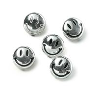 XWNXQ Lot de 20 à 100 perles acryliques colorées en forme de smile de 15 mm, perles intercalaires rondes en acrylique, pour la fabrication de bracelets, de colliers, de porte-clés et de bijoux