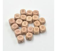 XWNXQ Lot de 20 à 100 Perles carrées en Bois de hêtre Naturel de 12 mm, Chiffres de 0 à 9, pour la Fabrication de Bracelets et pendentifs artisanaux