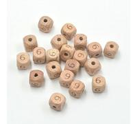 XWNXQ Lot de 20 à 100 Perles carrées en Bois de hêtre Naturel de 12 mm, Chiffres de 0 à 9, pour la Fabrication de Bracelets et pendentifs artisanaux