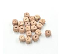 XWNXQ Lot de 20 à 100 Perles carrées en Bois de hêtre Naturel de 12 mm, Chiffres de 0 à 9, pour la Fabrication de Bracelets et pendentifs artisanaux