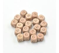 XWNXQ Lot de 20 à 100 Perles carrées en Bois de hêtre Naturel de 12 mm, Chiffres de 0 à 9, pour la Fabrication de Bracelets et pendentifs artisanaux