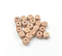 XWNXQ Lot de 20 à 100 Perles carrées en Bois de hêtre Naturel de 12 mm, Chiffres de 0 à 9, pour la Fabrication de Bracelets et pendentifs artisanaux