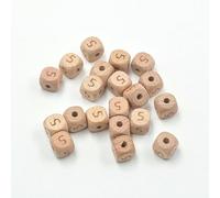 XWNXQ Lot de 20 à 100 Perles carrées en Bois de hêtre Naturel de 12 mm, Chiffres de 0 à 9, pour la Fabrication de Bracelets et pendentifs artisanaux