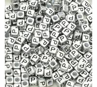 XWNXQ Lot de 200 Perles carrées en Acrylique argenté de 6 mm, Lettres de l'alphabet AZ, pour enfilage, Bricolage, Bracelets, Colliers, Accessoires de Bijoux