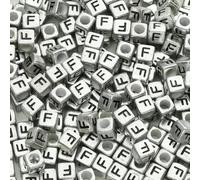 XWNXQ Lot de 200 Perles carrées en Acrylique argenté de 6 mm, Lettres de l'alphabet AZ, pour enfilage, Bricolage, Bracelets, Colliers, Accessoires de Bijoux