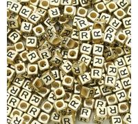 XWNXQ Lot de 200 Perles carrées en Acrylique doré de 6 mm, Lettres de l'alphabet de l'AZ, à Enfiler, pour Bracelets, Colliers et Porte-clés Faits Main, pour Loisirs créatifs