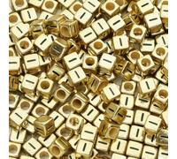 XWNXQ Lot de 200 Perles carrées en Acrylique doré de 6 mm, Lettres de l'alphabet de l'AZ, à Enfiler, pour Bracelets, Colliers et Porte-clés Faits Main, pour Loisirs créatifs
