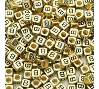 XWNXQ Lot de 200 Perles carrées en Acrylique doré de 6 mm, Lettres de l'alphabet de l'AZ, à Enfiler, pour Bracelets, Colliers et Porte-clés Faits Main, pour Loisirs créatifs