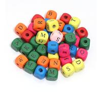 XWNXQ Lot de 200 Perles carrées en Bois de 8 à 10 mm, colorées, en Vrac, pour Loisirs créatifs, Bracelets, Colliers et Accessoires