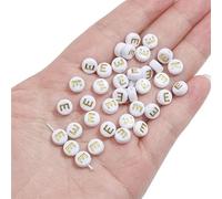 XWNXQ Lot de 200 Perles Rondes en Acrylique de 7 mm, Lettres Blanches de l'alphabet AZ, pour la Fabrication de Bracelets, Colliers, Boucles d'oreilles et Bijoux Faits Main