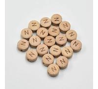XWNXQ Lot de 30/50/100 Perles Rondes Plates en Bois de 15 mm, Perles en Bois Naturel avec Trous, pour Bracelets, Colliers, Porte-clés et créations Artisanales