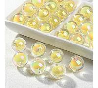 XWNXQ Lot de 30 à 100 Perles acryliques Transparentes de 16 mm, Perles intercalaires Rondes pour Bracelets, Colliers, Porte-clés, Accessoires de Fabrication de Bijoux Faits Main