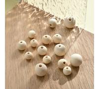 XWNXQ Lot de 30 à 200 Perles Rondes en Bois Naturel de 6 à 40 mm, pour Bracelets et Colliers, Accessoires de Bijoux Faits Main