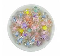 XWNXQ Lot de 300 Perles acryliques Transparentes en Forme de Fleur de 12 mm, colorées, pour Loisirs créatifs, Bracelets, Colliers, Porte-clés, Accessoires pour Cheveux