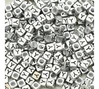 XWNXQ Lot de 300 Perles carrées en Acrylique argenté de 6 mm, Lettres de l'alphabet AZ, pour Bracelets, Colliers, Porte-clés et Accessoires de Bijoux Faits Main