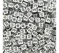 XWNXQ Lot de 300 Perles carrées en Acrylique argenté de 6 mm, Lettres de l'alphabet AZ, pour Bracelets, Colliers, Porte-clés et Accessoires de Bijoux Faits Main