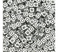 XWNXQ Lot de 300 Perles carrées en Acrylique argenté de 6 mm, Lettres de l'alphabet AZ, pour Bracelets, Colliers, Porte-clés et Accessoires de Bijoux Faits Main