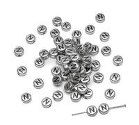 XWNXQ Lot de 300 Perles Rondes Plates en Acrylique argenté de 7 mm pour Lettres de l'alphabet, pour Bricolage, Fabrication de Bracelets, Colliers, Accessoires de Bijoux
