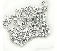 XWNXQ Lot de 500 Perles carrées argentées en Acrylique de 6 mm, Lettres de l'alphabet AZ, à Enfiler, pour la décoration de Bracelets et de Colliers Faits Main
