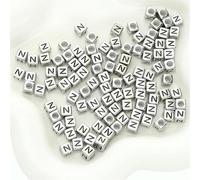 XWNXQ Lot de 500 Perles carrées argentées en Acrylique de 6 mm, Lettres de l'alphabet AZ, à Enfiler, pour la décoration de Bracelets et de Colliers Faits Main