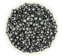 XWNXQ Lot de 500 Perles Lettres en Acrylique de 4,5 mm, carrées Noires à Grand Trou, pour Loisirs créatifs, Bracelets, Colliers, Porte-clés, Fabrication de Bijoux