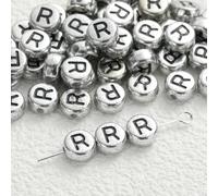 XWNXQ Lot de 500 Perles Rondes en Acrylique argenté de 7 mm, Lettres de l'alphabet AZ, à Enfiler, pour la Fabrication Artisanale de Bracelets, Colliers et Porte-clés