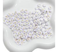 XWNXQ Lot de 500 Perles Rondes en Acrylique de 7 mm avec Lettres Blanches de l'alphabet AZ, pour enfilage, Fabrication Artisanale de Bracelets et Colliers