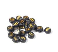 XWNXQ Lot de 500 Perles Rondes en Acrylique Noir de 7 mm avec Lettres de l'alphabet AZ pour la Fabrication de Bracelets et Colliers Faits Main et de Bijoux