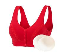 XWSM Soutien-Gorge de Mastectomie à Fermeture Frontale, Post-Chirurgie, avec Poches de prothèse Mammaire en Silicone, Haut Bralette, Lingerie for Femmes (Color : Red, Size : L/Large)