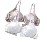 XWSM Soutien-Gorge Triangle en Soie Pure for Femmes, 2 Pièces Ultra Doux Lisse Confortable sans Fil Satin Soie De Mûrier Hauts Bralette Quotidiens (Color : J, Size : 100/44AB)
