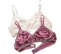 XWSM Soutien-Gorge Triangle en Soie Satinée Lisse Bralette Hauts for Femmes, Double Face 100% Soie De Mûrier sans Fil sous-vêtements Non Rembourrés, (Color : I, Size : 44/100AB)