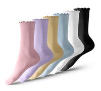 XWUX 6 Paires Chaussettes Antidérapantes Femme, Chaussettes Pilates Femme à Revers, Yoga Antiderapant Chaussette pour Pilates, Yoga, Ballet, Sport, Danse, Tailles 35-40 (Coloré)