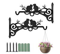 XWUX Lot de 2 Suspension Plante, Crochet Mural de 23 CM, Suspension Plante Exterieur pour Pot de Fleur Suspendu, Nichoir, Lanterne, Carillon éOlien, Applique Murale (Écureuil, L)