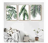 xwwnzdq 3 PCS Aquarelle Plante Vert Feuilles Toile Peinture Art Print Affiche Image Mur Moderne Minimaliste Chambre Salon Décoration No Frame