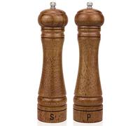 XWXO Lot de 2 moulins à sel et à poivre en bois de chêne avec rotteur réglable en céramique pour votre cuisine 20,3 cm