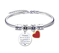XWXWXW Bracelet Cadeaux Maman,En argent taille réglable, gravé de mots exprimant l'amour à la mère,pour Maman Noël Anniversaire Fête des Mères (3)