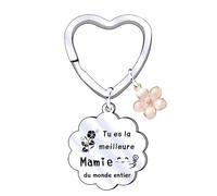 XWXWXW Cadeau Fete des Grand mere Porte-clés Mamie - La Meilleure Mamie du Monde Je t'aime pour toujours - Fete des Grand mere Porte Clefs Grand mere Mamie Cadeau Anniversaire Cadeau Noel Mamie (3)