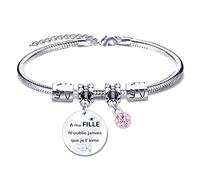 XWXWXW Cadeau Fille Cadeau D'anniversaire Fille Enfant Je T'aime Ma Fille Bracelet Charms Bracelet Fille Cadeau Fille à Ma Fille Cadeau Ado Fille Pendentif Cadeau Anniversaire Fille (3)