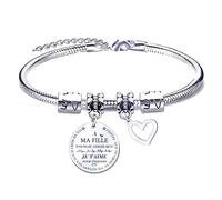 XWXWXW Cadeau Fille Cadeau D'anniversaire Fille Enfant Je T'aime Ma Fille Bracelet Charms Bracelet Fille Cadeau Fille à Ma Fille Cadeau Ado Fille Pendentif Cadeau Anniversaire Fille (1)